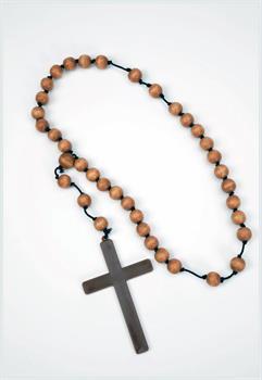 Monk Cross W/Wood Beads Nun Priest Costume Necklace Accessory