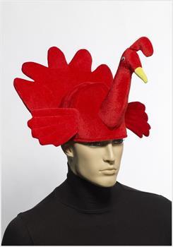 Plush Red Turkey Costume Hat Adult
