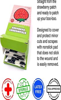 Strawberry Bandages | Set of 18 Individually Wrapped Self Adhesive Bandages