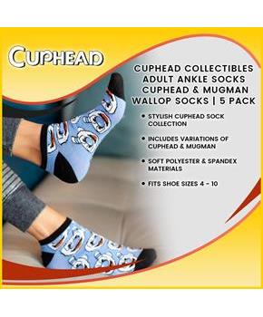 Cuphead Collectibles Adult Ankle Socks | Cuphead & Mugman Wallop Socks | 5 Pack