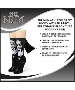 The Nun Athletic Crew Socks with 3D Print - Breathable Black Tube Socks - 1 Pair