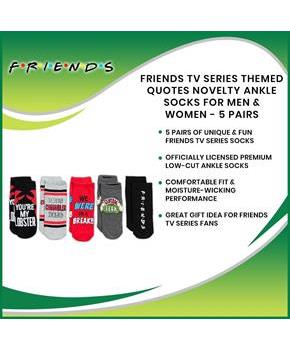 Friends TV Series Themed Quotes Novelty Ankle Socks for Men & Women - 5 Pairs