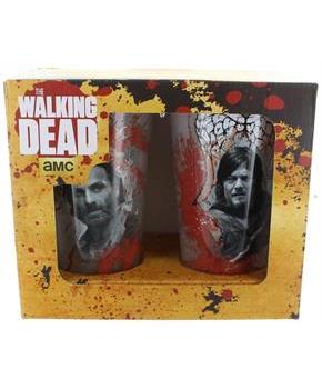 Walking Dead 16 oz. Pint Glass 2-Pack: Bloody Rick and Daryl