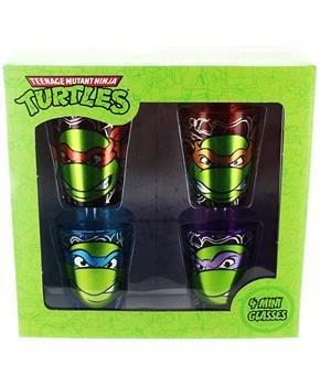 Teenage Mutant Ninja Turtles Heads Foil Shot Glass 4-Pack