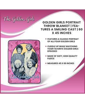 Golden Girls Portrait Throw Blanket | Features A Smiling Cast | 60 x 45 Inches