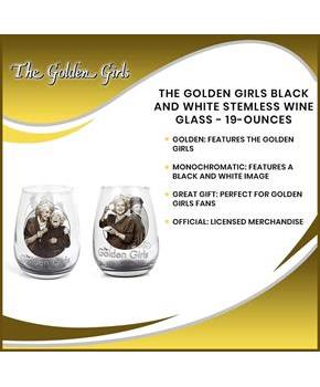 The Golden Girls Black and White Stemless Wine Glass - 16-Ounces