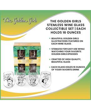 The Golden Girls Stemless Wine Glass Collectible Set of 4| Each Holds 16 Ounces