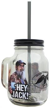 Duck Commander Hey Jack Clear Mason Jar w/ Straw & Lid
