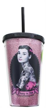 Audrey Hepburn Pretty In Ink 16oz Glitter Carnival Cup