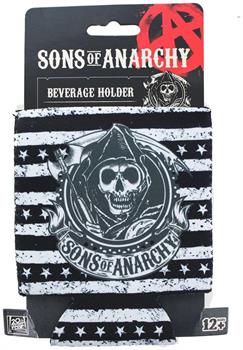 Sons of Anarchy Black and White Stripe Reaper Foam Can Huggie