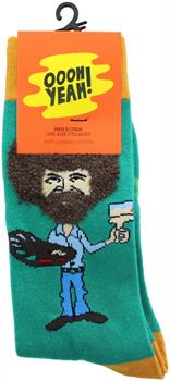 Bob Ross Fuzzy Hair Men's Crew Socks | One Size