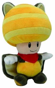 Super Mario Bros Flying Squirrel Yellow Toad 8" Plush Doll