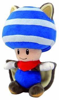 Super Mario Bros Flying Squirrel Blue Toad 8" Plush Doll