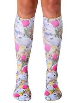 Easter Bunnies Photo Print Knee High Socks