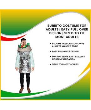 Burrito Costume For Adults | Easy Pull Over Design | Sized To Fit Most Adults