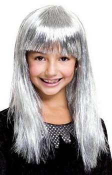 Glitzy Glamour Bob Silver Child Costume Wig