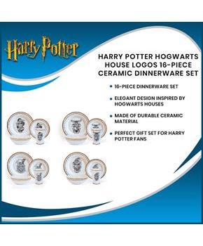 Harry Potter Hogwarts House Logos 16-Piece Ceramic Dinnerware Set