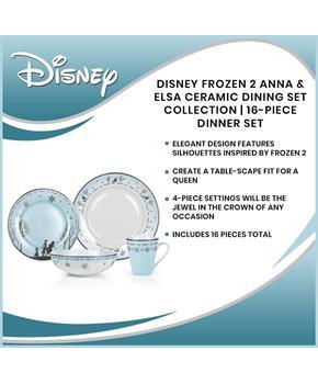 Disney Frozen 2 Anna & Elsa Ceramic Dining Set Collection | 16-Piece Dinner Set