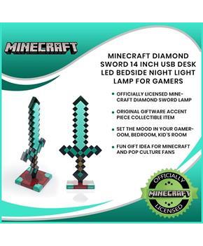 Minecraft Diamond Sword 14 Inch USB Desk LED Bedside Night Light Lamp for Gamers