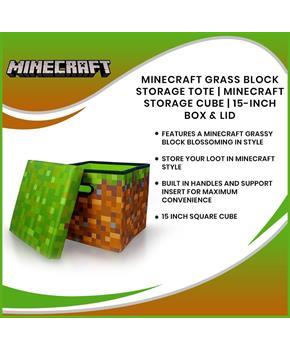Minecraft Grass Block Storage Tote | Minecraft Storage Cube | 15-Inch Box & Lid