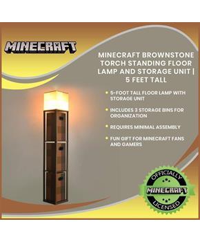 Minecraft Brownstone Torch Standing Floor Lamp and Storage Unit | 5 Feet Tall