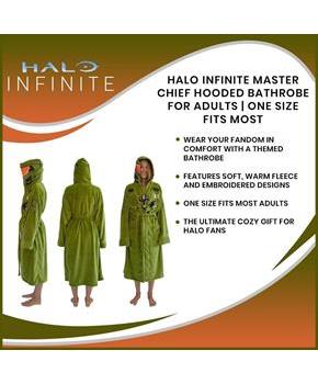 Halo Infinite Master Chief Hooded Bathrobe for Adults | One Size Fits Most