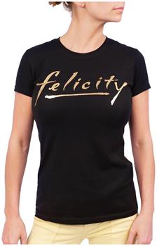 Felicity Gold Logo Junior's Black Cotton T-Shirt