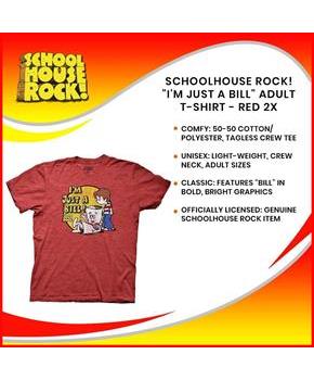 Schoolhouse Rock! "I'm Just A Bill" Adult T-Shirt - Red