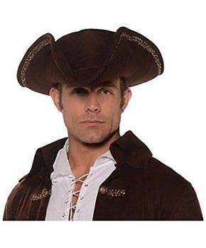 Tricorn Pirate Adult Costume Hat Brown