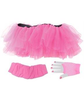Tutu Set Neon Pink Adult Costume OS