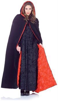 63" Deluxe Velvet and Satin Cape w/Embossed Lining Adult: Black and Red