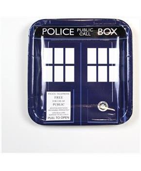 Doctor Who 9" TARDIS Square Paper Plates, Set of 8