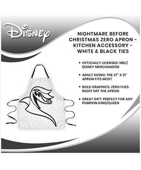 Nightmare Before Christmas Zero Apron - Kitchen Accessory - White & Black Ties