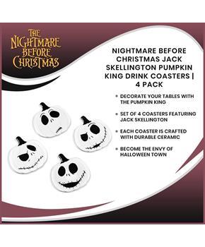 Nightmare Before Christmas Jack Skellington Pumpkin King Drink Coasters | 4 Pack