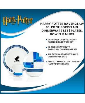 Harry Potter Ravenclaw 16-Piece Porcelain Dinnerware Set | Plates, Bowls & Mugs