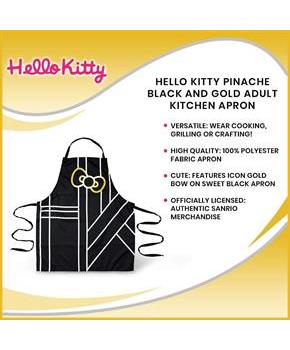 Hello Kitty Pinache Black and Gold Adult Kitchen Apron