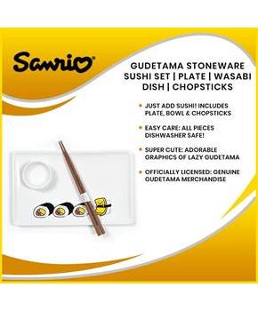 Gudetama Stoneware Sushi Set | Plate | Wasabi Dish | Chopsticks