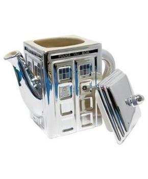 Doctor Who 3D TARDIS Ceramic Teapot: Metallic Silver