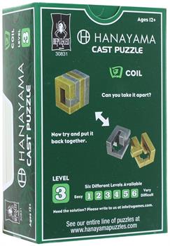 Hanayama Level 3 Cast Metal Brain Teaser Puzzle - Coil