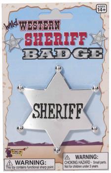 Western Cowboy Sheriff Badge Costume Accessory - Silver