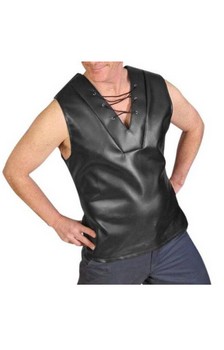 Tv Reporter Bruno Black Faux Leather Costume Vest