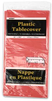 Red Plastic Party Tablecloth, 108 x 54in