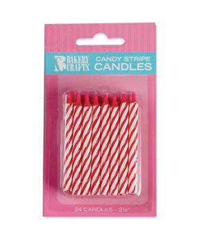 Red Stripe Birthday Candles (24)