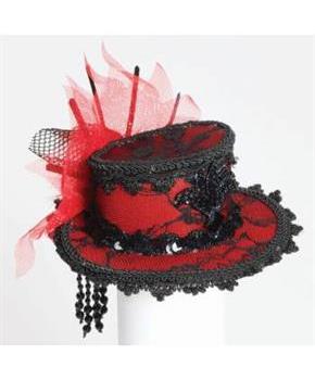 MINI LACE HAT HAIR CLIPS-RED