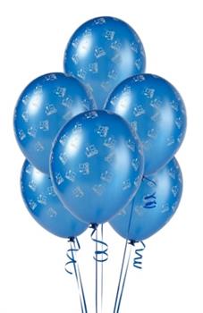 Mid Blue With Trains Matte Balloons