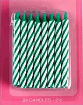 Green Stripe Birthday Candles