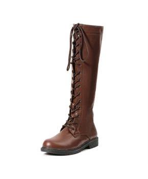 Brown Womens Lace Up Knee High Boots