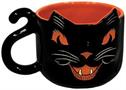 Vintage Halloween Ceramic Black Cat Mug
