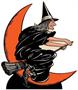 Vintage Halloween Witch & Moon Stand-Up