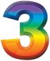 Multi-Color Plastic 3-D Number "3"